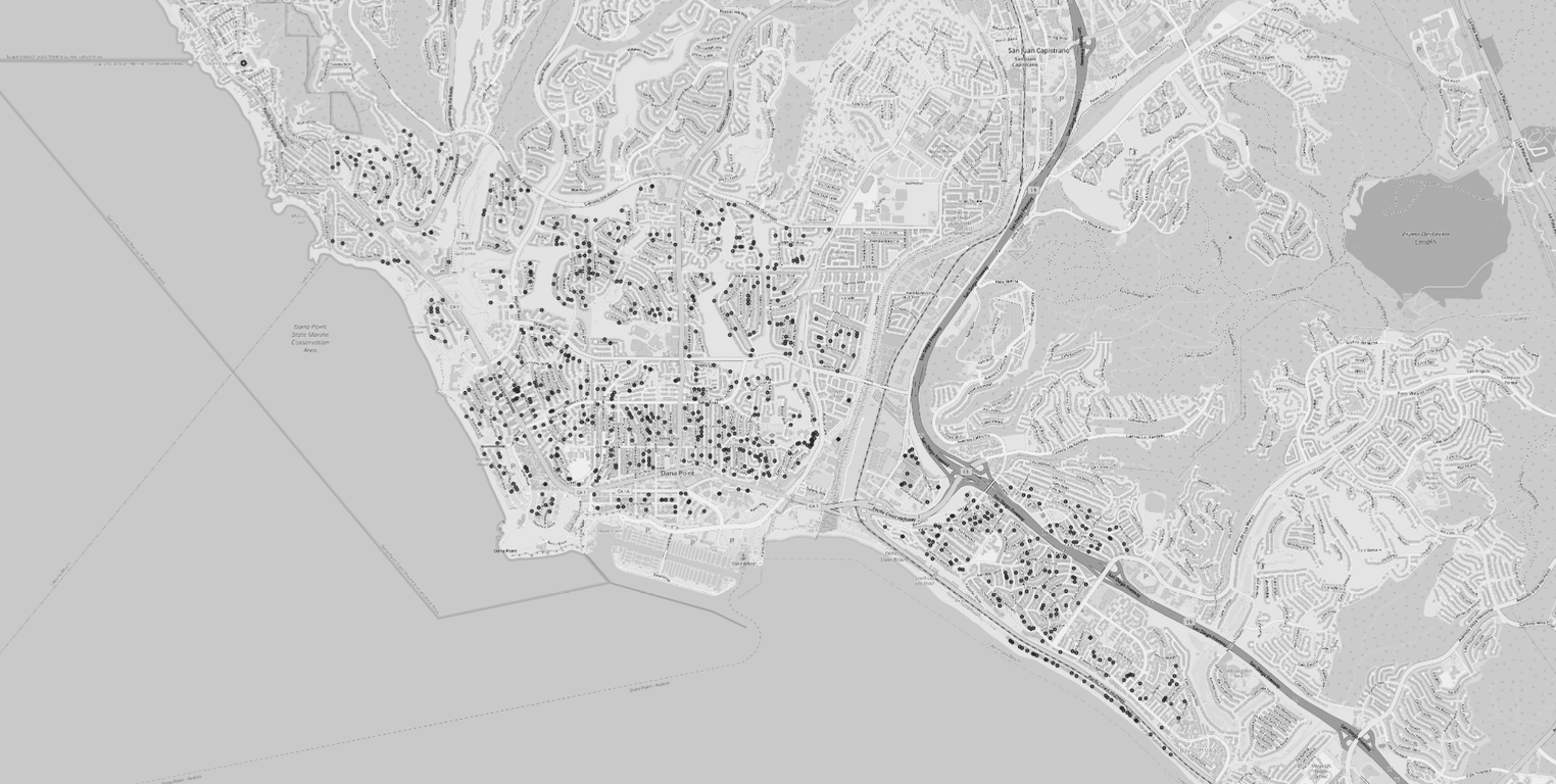Map of transaction locations